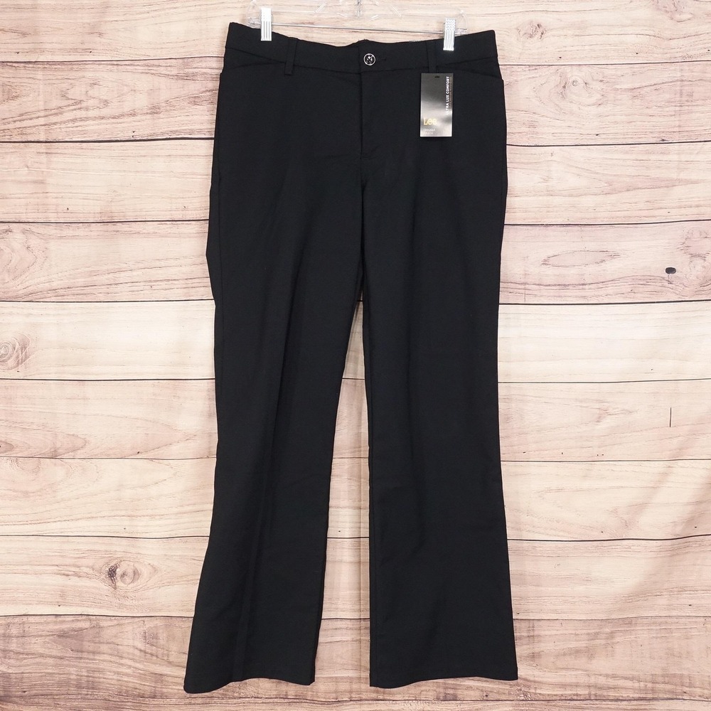 New! Lee Pants Womens 12 Black Flex Motion Mid Rise Dress Pants‎ Stretch 34x31